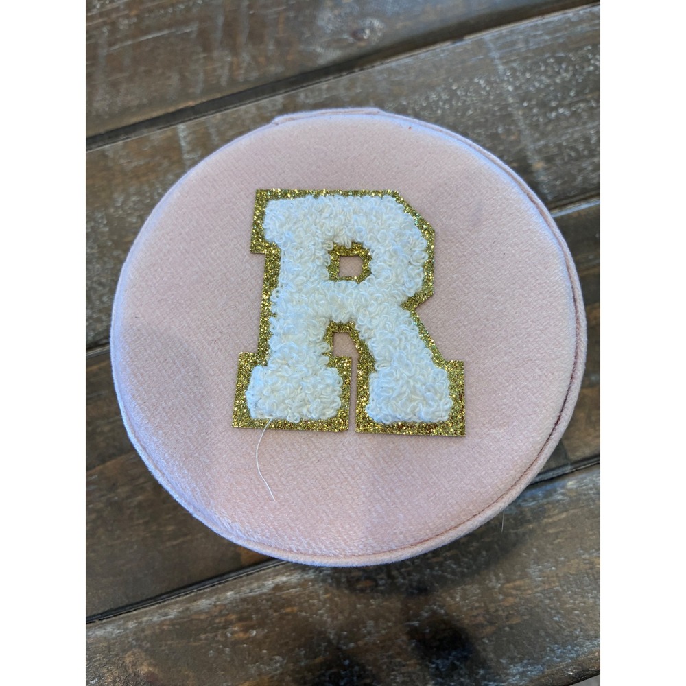 Pink Round Jewelry Travel Case Organizer Box Letter R‎ Monogram